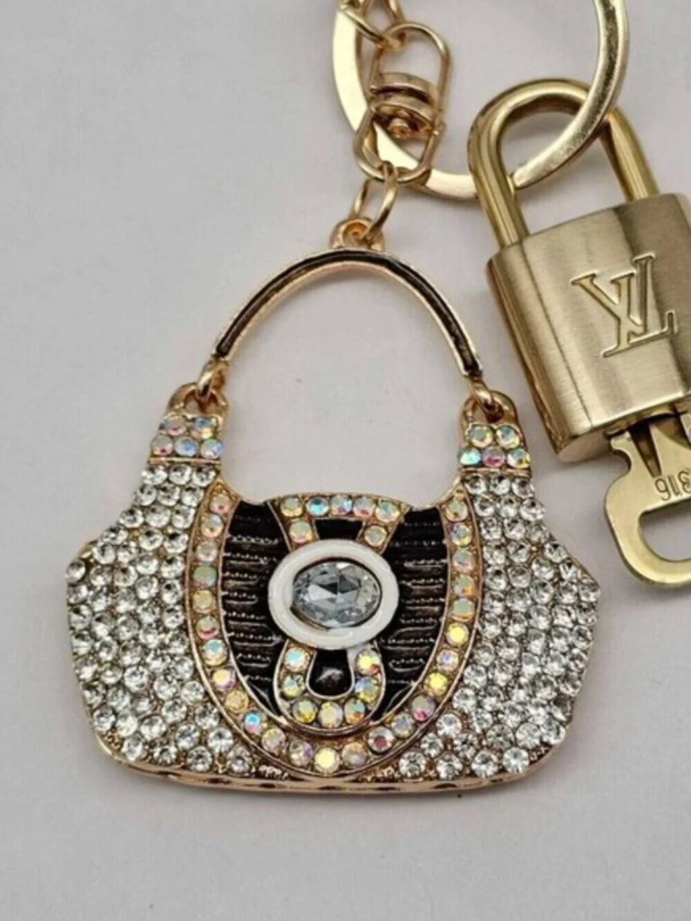 Authentic Louis Vuitton Gold Lock & Key ✨ Bag Charm Unbranded Bag Keychain - Picture 6 of 9